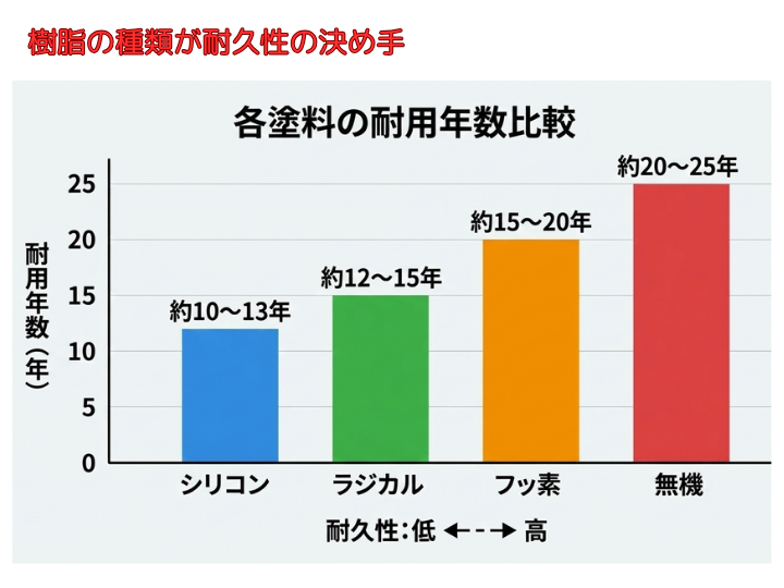 樹脂の種類が耐久性の決め手